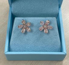 3.25 CT Forme Poire Labo Grown Diamant Rose 14k or Blanc Boucles D&#39;Oreilles - £3,203.22 GBP