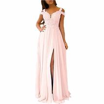 Illusion Top Front Slit Off The Shoulder Sexy Long Prom Dresses Blush Pink US 16 - £91.60 GBP