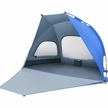 MOVTOTOP Folding Beach Tent Sun Shade Canopy Shelter - 4 Person Large - Sea Blue - £39.42 GBP