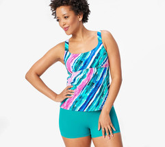 Kim Gravel x Swimsuits For All Scoop Neck Tankini Set &amp; Bike Short Rainbow REG 6 - $27.49