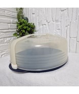 Vintage Tupperware Cake Carrier Pastry Keeper Round Blue Rare 90s Discon... - $52.72 CAD