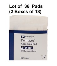 36 Ct, Covidien Dermacea Abdominal Pad ABD Pad Sterile White 8 X 10” 7198D - $27.71