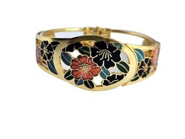 1970 Vintage Enamel Cloisonné Clamper Gold Tone Magick Beauty Health Luck Wealth - £32.47 GBP