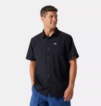 Men&#39;s Columbia PFG Slack Tide Camp Fishing Shirt XL Short Sleeve Button Up Black - £17.31 GBP