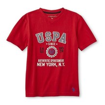 U S Polo Assn Boys V Neck Graphic T Shirt Authentic Sportswear Red Size 18 - £11.75 GBP