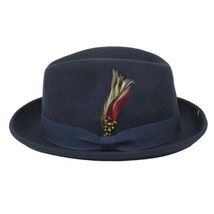 Men's Broner Wool Hat Classic Soft Fedora SCORSESE 73-784 Navy Blue image 3