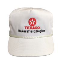 Vtg Texaco Bakersfield CA White Trucker Hat Gas Oil Rope Cap 80&#39;s Nissin 773A - £19.11 GBP