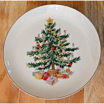 Lefton 8&quot; Christmas Pedestal Cake Plate/Dish Cookie Christmas Tree Holiday - $14.80