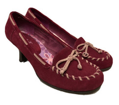 Vintage Y2K Mudd Camoscio Stile Mocassino Pompa Tacco Rosa Lampone Misura 9 - £22.56 GBP