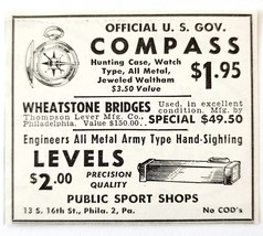 1947 US Government Compass Advertisement Public Sports Shops Philadelphi... - $19.99