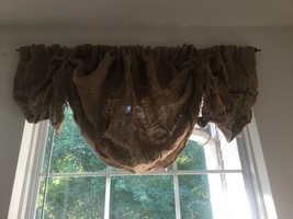 Natural Burlap Shabby Chic Rustic Primitive Crinkled/Wrinkled Tie Up Valance - £35.61 GBP