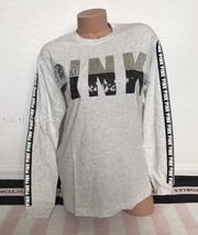 Victoria&#39;s Secret Pink Heather Silver Black Bling Long Sleeve Campus Tee... - $49.99