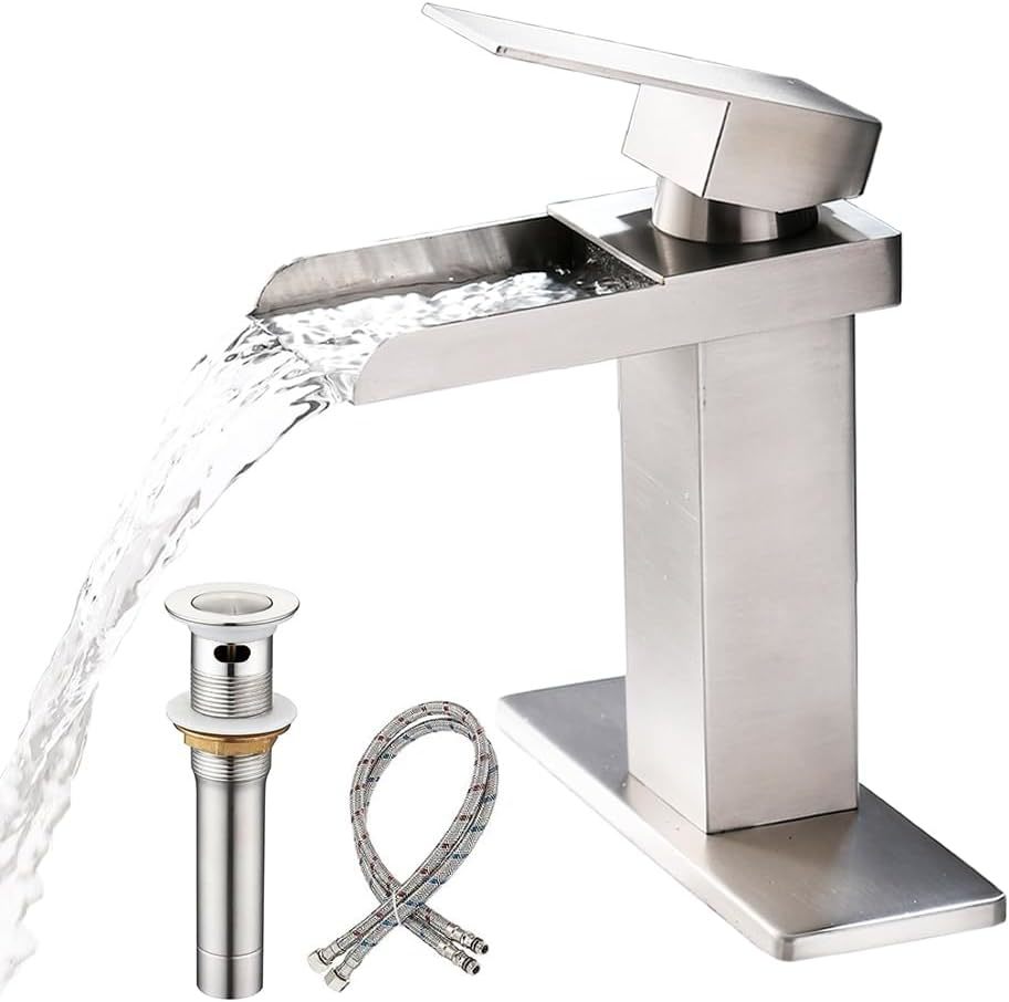 Bathroom Faucets, Single Hole Bathroom Faucet, 3 Hole Brushed Nickel, Bf... - $44.97