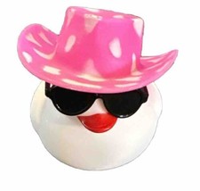 Cute Cowgirl Duck With Hat And Sunglasses  - Slappy Ducky - White Duck-Pink Hat - £2.77 GBP