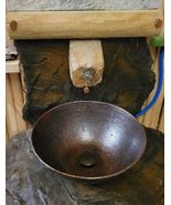 14&quot; Round Copper Vessel Sink in Brushed Sedona Highlighting with Drain - £140.69 GBP