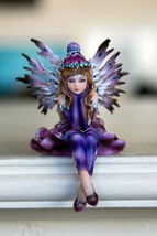 Pretty Winter Fairy &#39;Sitter&#39; Hand-Painted 4&quot; Statue Figurine Purple/Pink Faery - £761.93 GBP