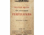 Beaver Brand Fertilizer Advertising Somerset, PA Pocket Memo Note Book 1938 - $8.00
