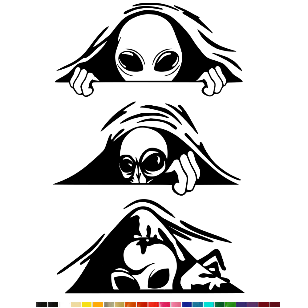 Alien Peeper Vinyl Decal Sticker Car Bumper Window Laptop Mug UFO Scary ... - $2.96+