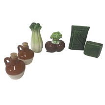 Vintage Ceramic Salt And Pepper Sets Outhouse Whiskey Jugs And Vegetable... - $12.68