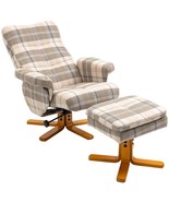 HOMCOM Linen Swivel Recliner Chair with Footstool, Wooden Base and Stora... - $431.37 CAD