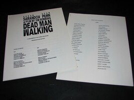 1995 Tim Robbins Movie DEAD MAN WALKING Production Notes &amp; Cast Credits ... - £10.21 GBP