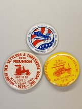 3 Vintage 1970&#39;s Midwest Old Settlers &amp; Threshers Reunion Pinback Buttons - £6.71 GBP