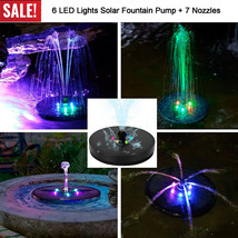 6 Led Light Solar Powered Fountain Pump Floating Bird Bath Pond Pump W/ ... - £41.43 GBP