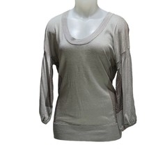 WALLACE Sweater Gray Silk Blend Sheer Inset Pullover Women&#39;s Size M - £28.76 GBP