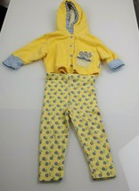 Vintage Gymboree Yellow French Blue Flower Hoodie & Leggings 90s X Small 6-12 - $29.69