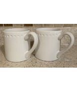 (2) Emeril Kick It Up a Notch White Ceramic Coffee Tea Mug Cup Squares - $6.79