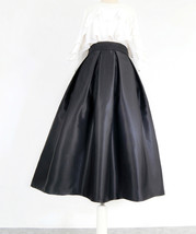 Burgundy Polka Dot Pleated Midi Skirt Women A-line Full Pleated Midi Party Skirt image 10