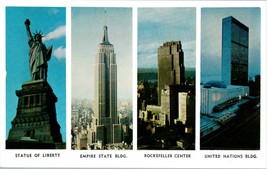 Aerial View New York City MultiView Famous Skyscrapers New York Postcard - £7.74 GBP
