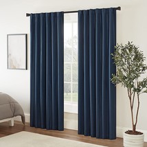 Eclipse Fresno Modern Blackout Thermal Rod Pocket Window Curtain For, Dark Blue - $36.99