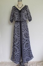White House Black Market Maxi Dress 0 Boho Crinkle Chiffon Peasant Baroque Print - £23.97 GBP