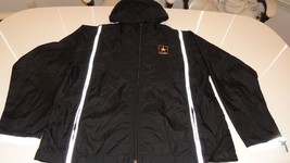 Us Army Black Reflective Zip Up Hoodie Windbreaker Water Resistant Jacket Large - £18.99 GBP