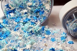 SNOWFLAKES WITH ICE CHRISTMAS THEMED SPRINKLES In Jar, Small Gift For Kids - £5.55 GBP