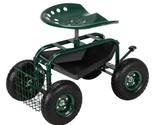 Rolling Garden Cart Tool Storage Basket Swivel Seat Planting Tray Work 3... - $128.99