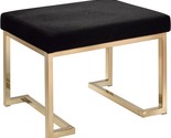 Black Fabric And Champagne Leather Acme Furniture Acme Boice Ottoman, On... - $157.96