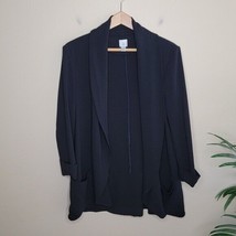 LC Lauren Conrad | Black Long Open Front Draped Blazer, womens size 8 - $19.35