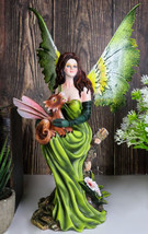 Princess Of The Forest Tribal Fairy With Red Dragon Pixie Wyrmling Statue - $84.99