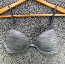 Victoria Secret Padded Plunge Push Up Bra Gray Underwire Balconette 32C - £17.19 GBP