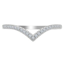 0.20CT Diamante Rotondo Chevron Anniversario Fede Nuziale 14K Oro Bianco Cromato - £179.36 GBP
