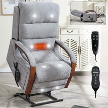 Power Grey Chenille Lift Recliner Chair w/ Dual Motor, Heat, Massage - $607.99