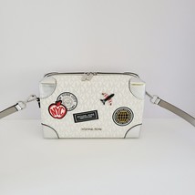 Michael Kors Jeanie Small EW Trunk Crossbody Travel Agency MK Logo Optic White - $148.09