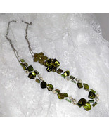 NY Green Statement Necklace 36&quot; Long with 3&quot; Extension   Elegant Chic - £13.48 GBP