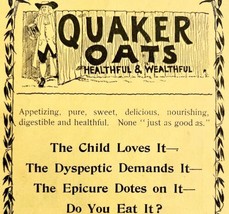 Quaker Oats Health Wealth 1894 Advertisement Victorian Hot Cereal ADBN1d - £15.92 GBP