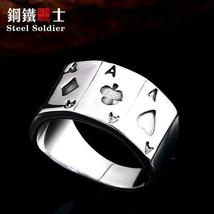 Retro / Punk, Stainless Steel, 3D Poker / Ace / Playing Card Theme Ring - Men&#39;s - £17.68 GBP