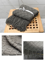 Soft Sofa Slip Cover Decorative Knitted Blanket, Cozy Fringed Knitted Blanket(50 - £12.77 GBP