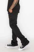 Men&#39;s Solid Black Flare Stacked Track Pants (M) - $25.74