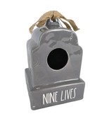 NWT RAE DUNN Nine Lives Tombstone Grave Shaped 7.5&quot; Ceramic Bird House S... - $24.19